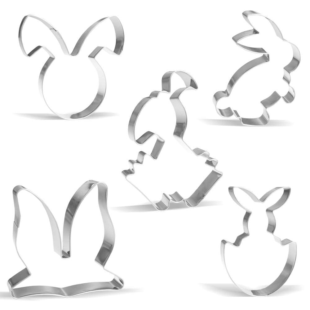 Easter Bunny Rabbit Cookie Cutter Set - 5 Piece - Stainless Steel