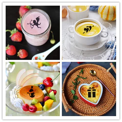 36 Coffee Decorating Stencils + 1 Stainless Steel Mesh Powder Shaker + 1 Coffee Latte Art Pen, Magnoloran Foam Latte Art Stencil