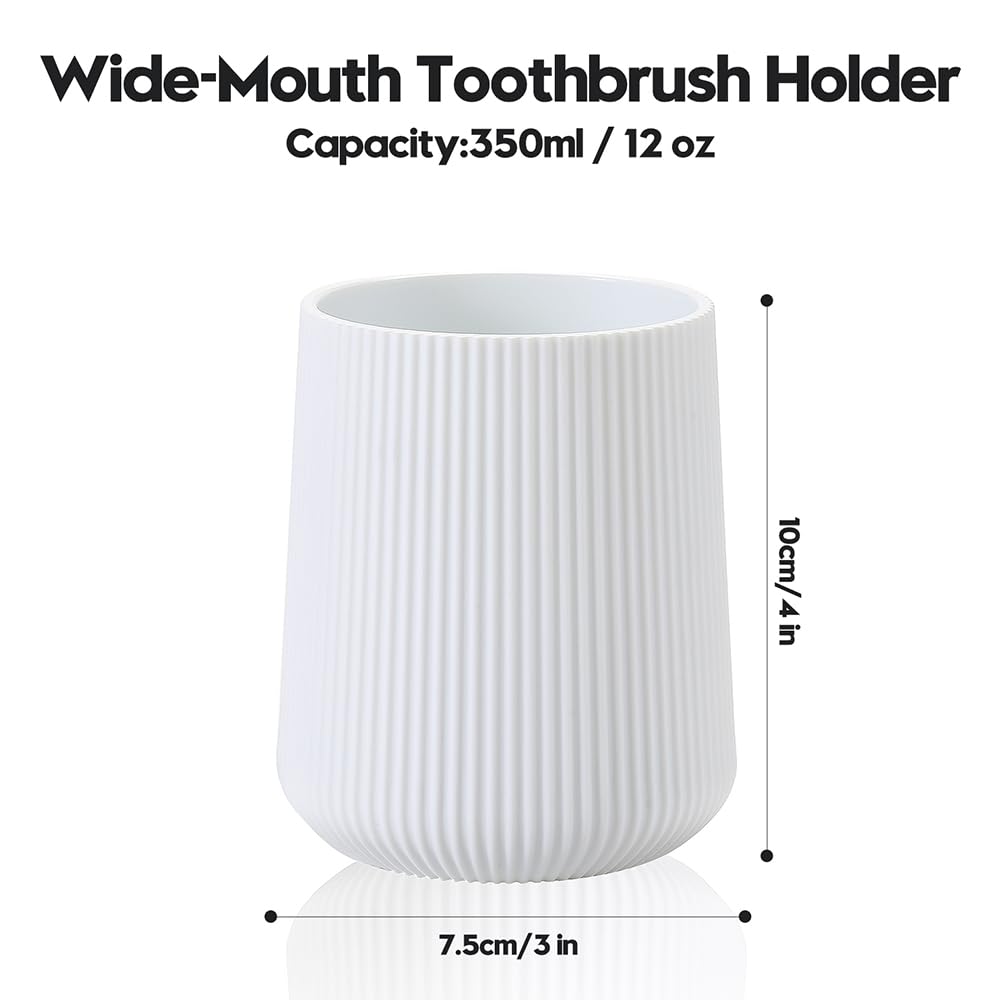 YAUKPH White Striped Toothbrush Holder for Electric Toothbrushes Bathroom Organizer for Toothpaste Kids & Adults