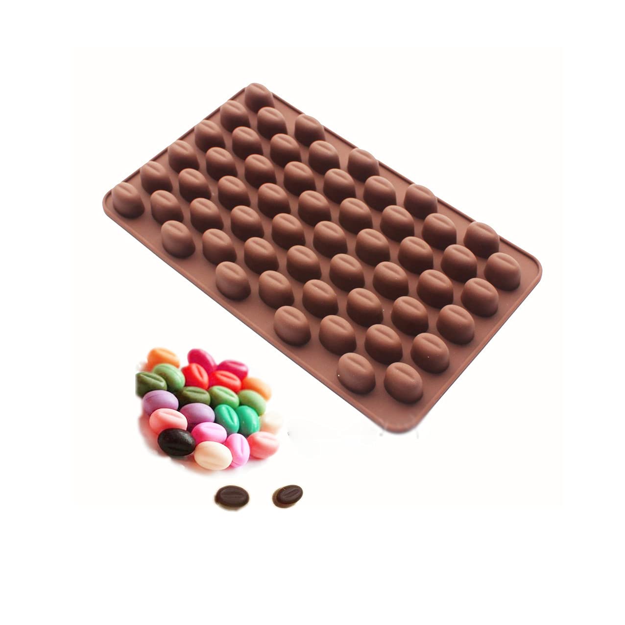 X-Haibei Coffee Beans Chocolate Candy Ice Cube Cake Decoration Silicone Bakeware Mould Dia. 0.6Inch