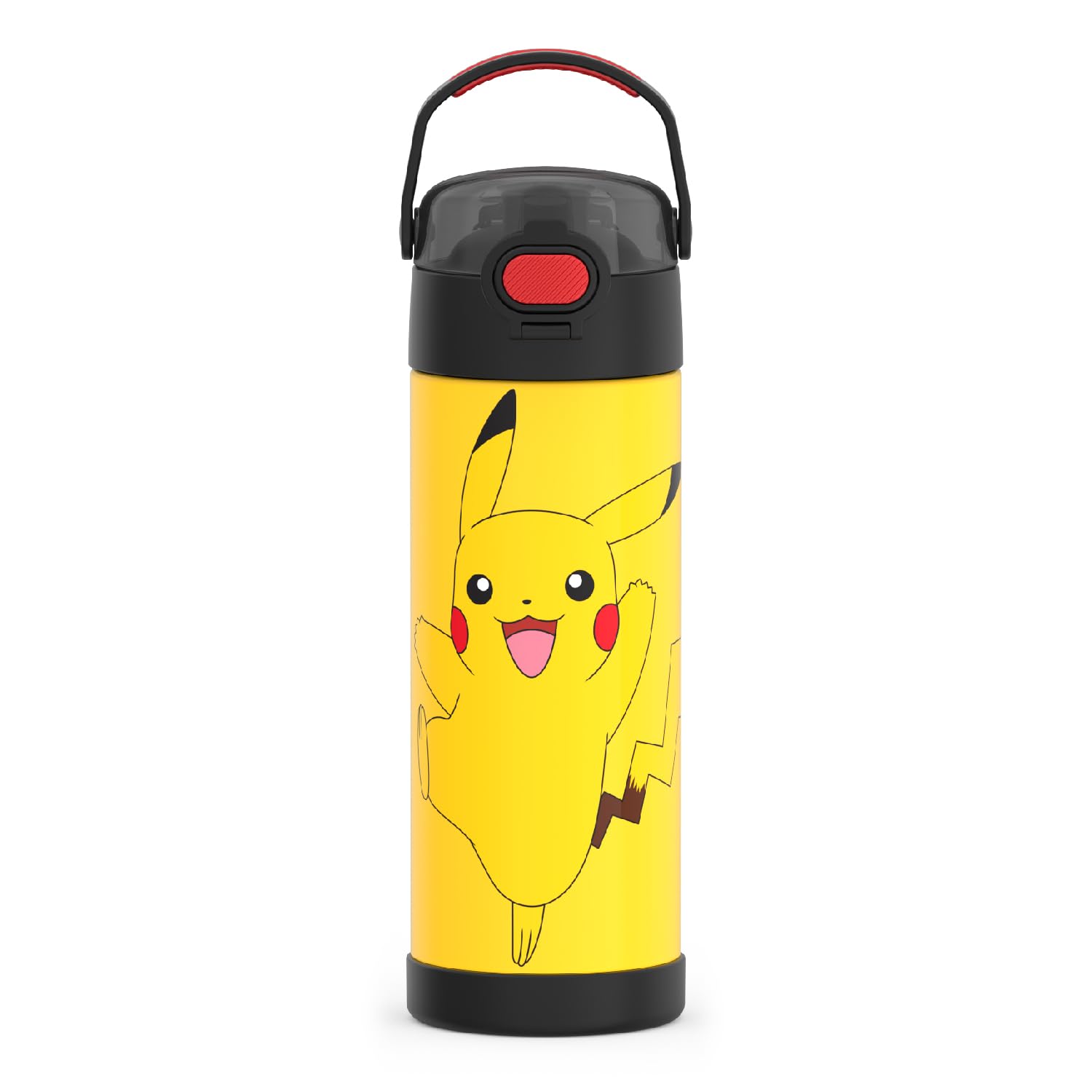 Thermos Funtainer 16 Ounce Stainless Steel Vacuum Insulated Bottle With Wide Spout Lid, Pokemon
