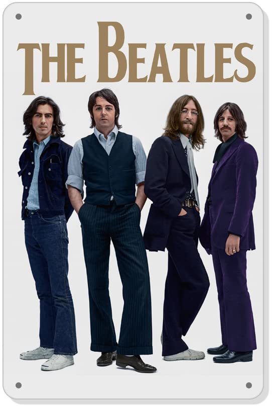 The Beatles Wall Decor - The Beatles Metal Tin Signs,Beatles Retro Art Wall Poster,Beatles Themed Birthday Party Decorations12X8