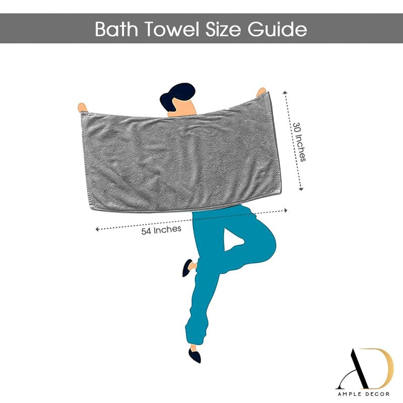 Ample Decor Bath Towel Sets 30 X 54 Inch Soft and Absorbent 100% Cotton 600 GSM Towel - 4pcs Purple