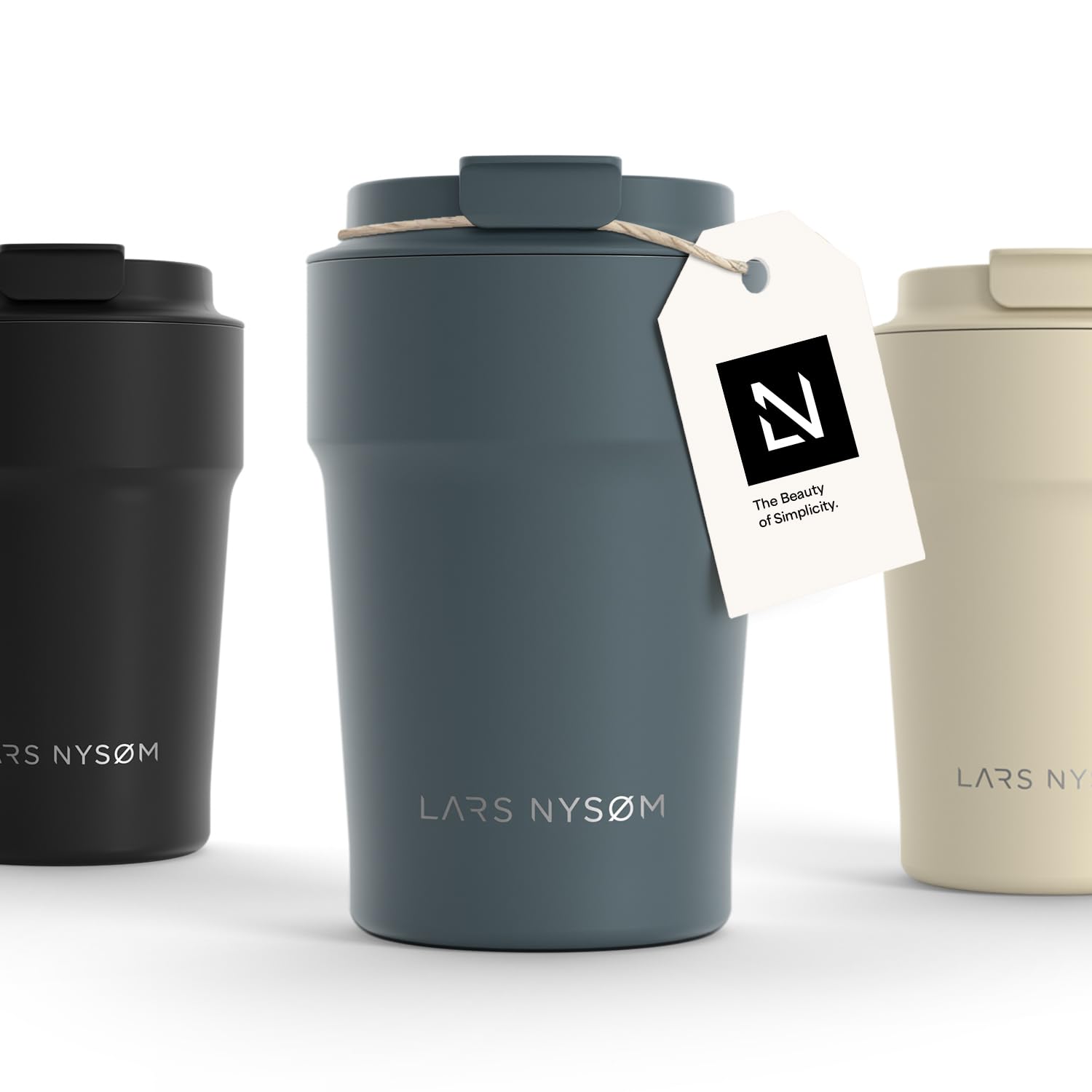 LARS NYSM Thermo Coffee Mug to go 13oz | Travel Mug 0.38 Liter with Insulation | Leak Proof Stainless Steel Thermal Tumbler for 