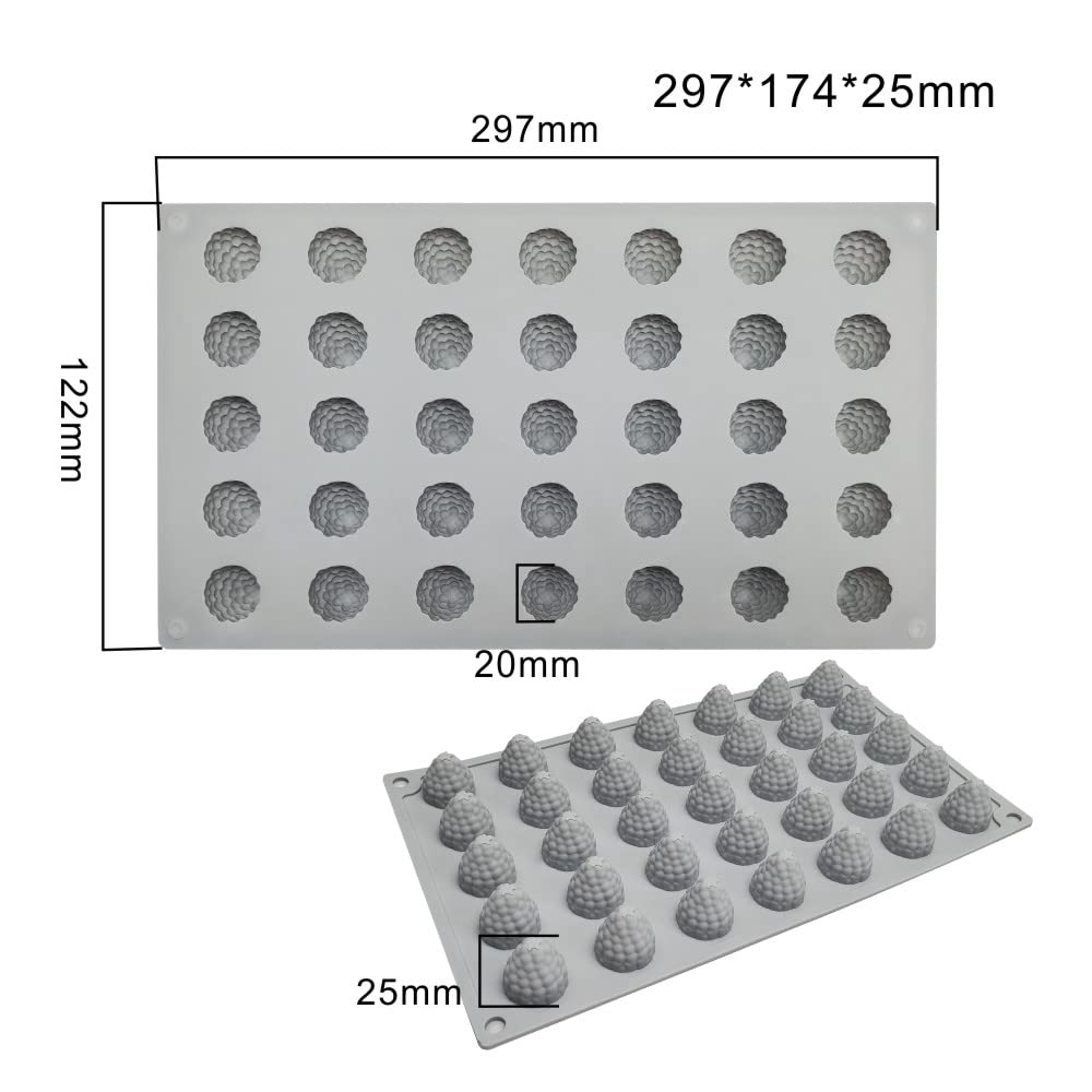 Mostsom 35-Cavity 3D Raspberry Silicone Mold For Fondant Chocolate Candy Gum Paste Polymer Clay Resin Kitchen Baking Sugar Craft