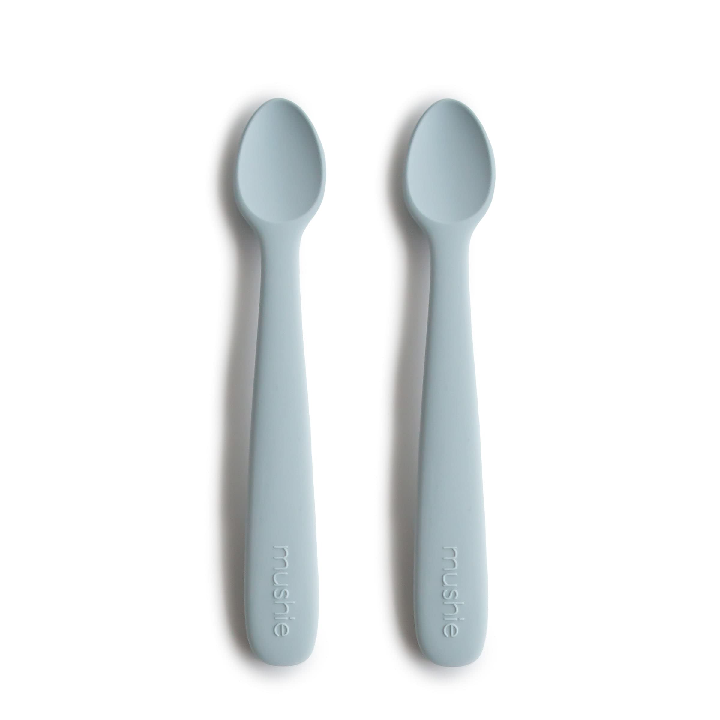 mushie Silicone Baby Feeding Spoons | 2 Pack (Powder Blue)