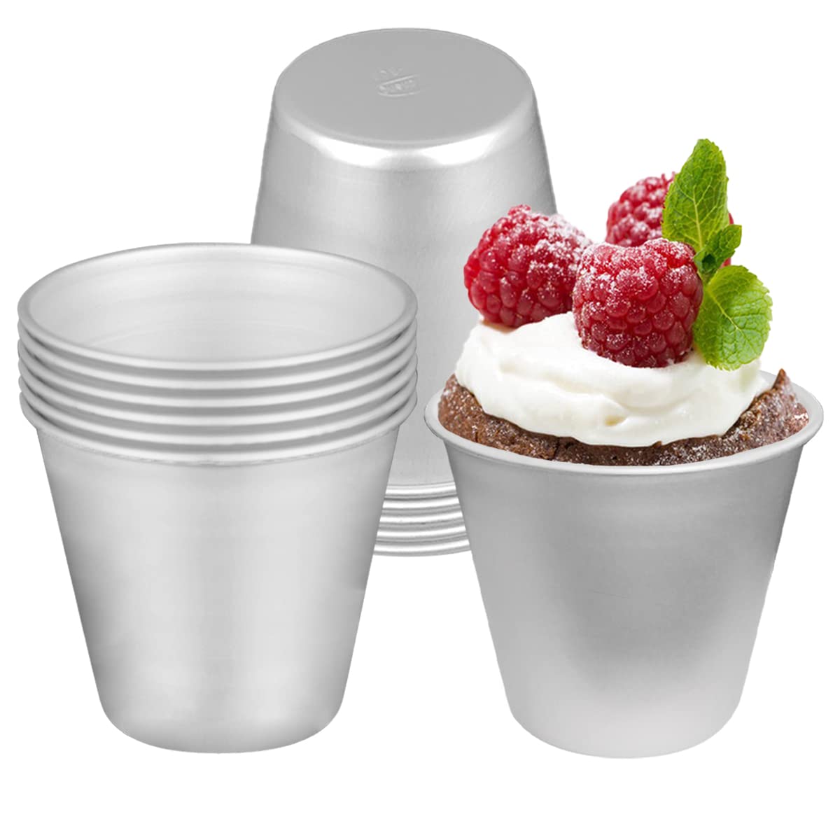 Frigiire 12 Pieces Pudding Molds For Baking Single Muffin Tin Cupcake Tin Ramekins Cups Nonstick Souffle Darioles Mould Aluminum