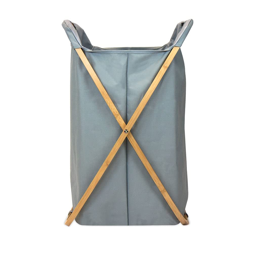 Oceanstar Bamboo Folding X-Frame Laundry Hamper Sorter, Grey