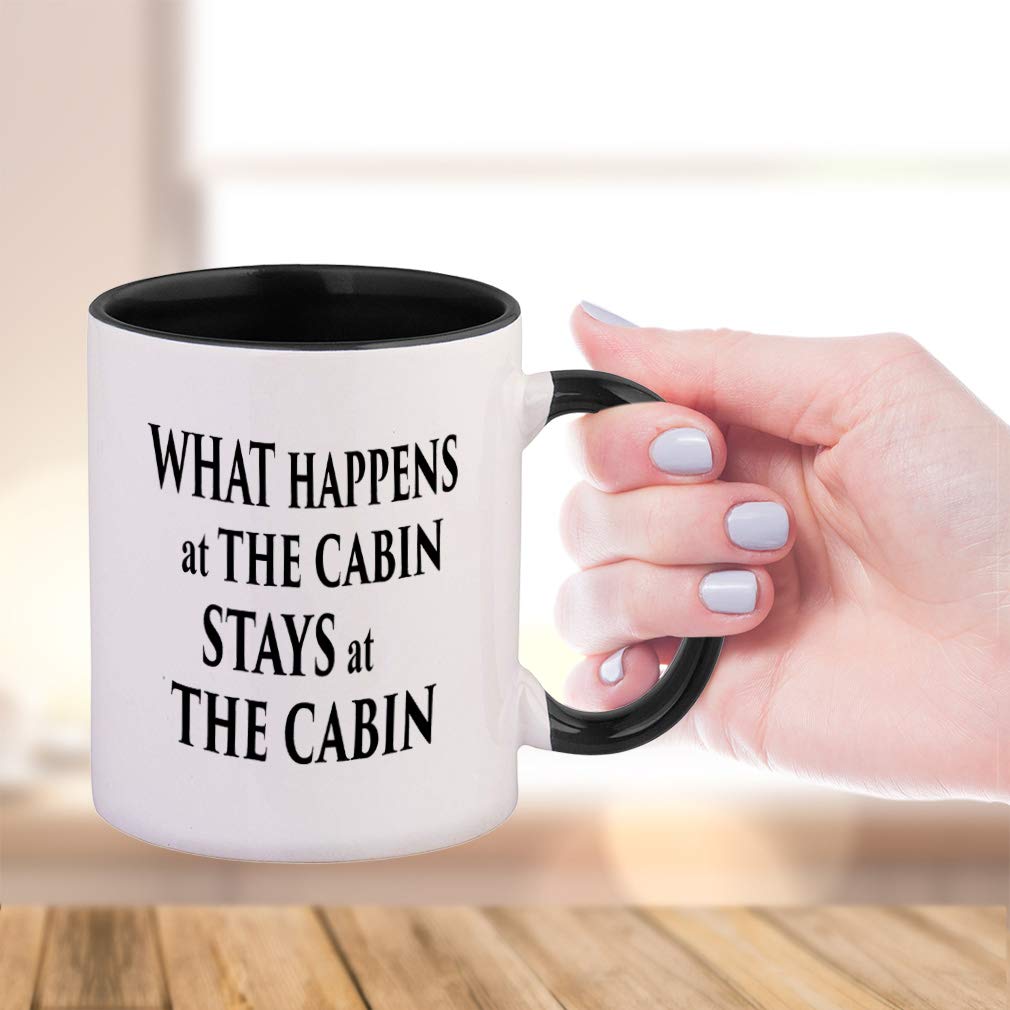 Maroon What Happens At The Cabin Stays At The Cabin 2 Ceramic Cup Colored Mug - Maroon