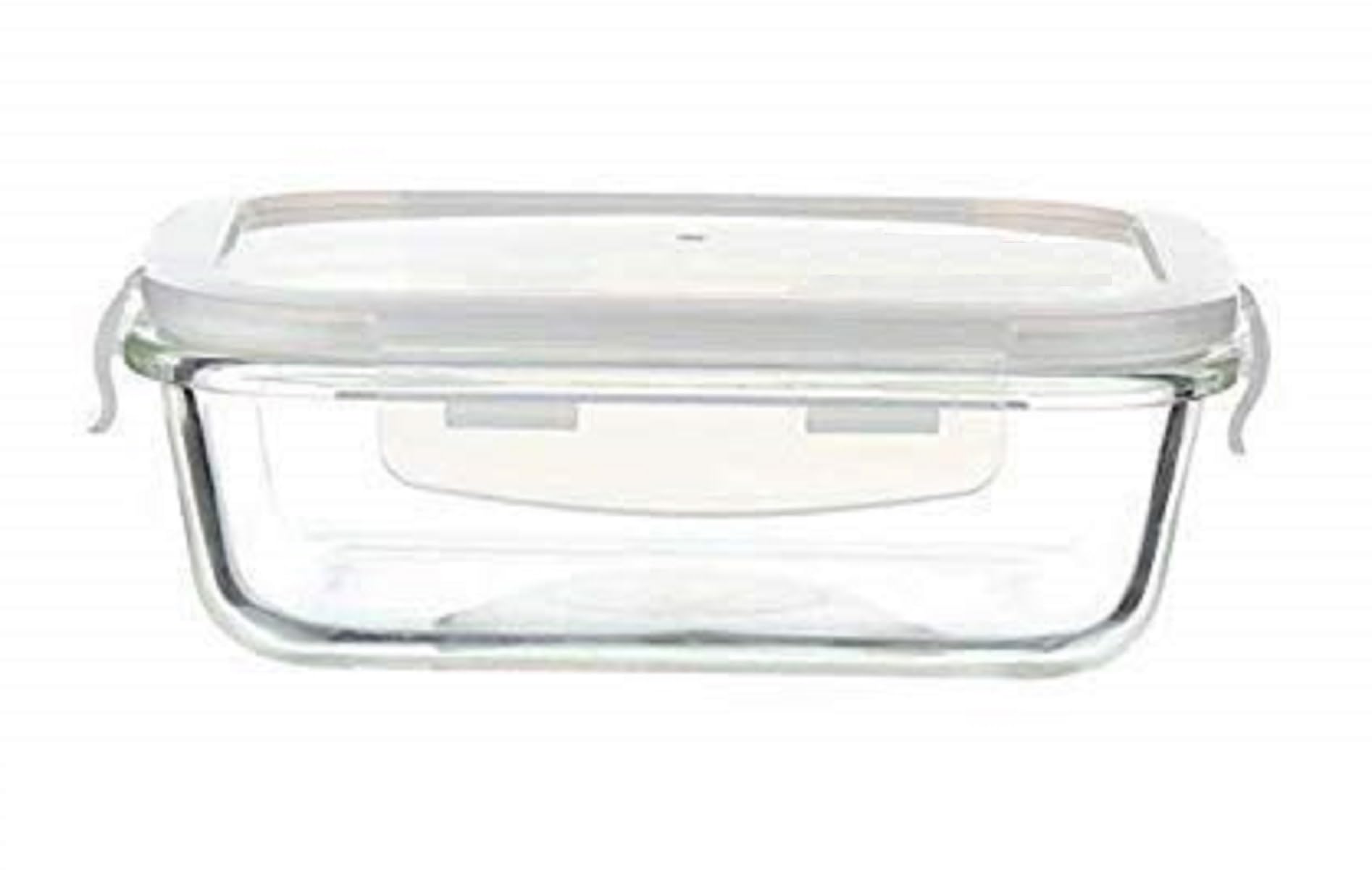 Indusbay 640 Ml Rectangular Borosilicate Glass Food Storage Oven Safe Container Set With Airtight Leak Proof Lid Microwave Safe 