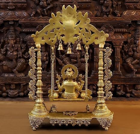 Mvs Madh Ventures Brass Ganesh Bhagwan Jhula Idol Ganesha Swing Ganpati Bappa Jhoola Murti For Home House Warming Mandir Office