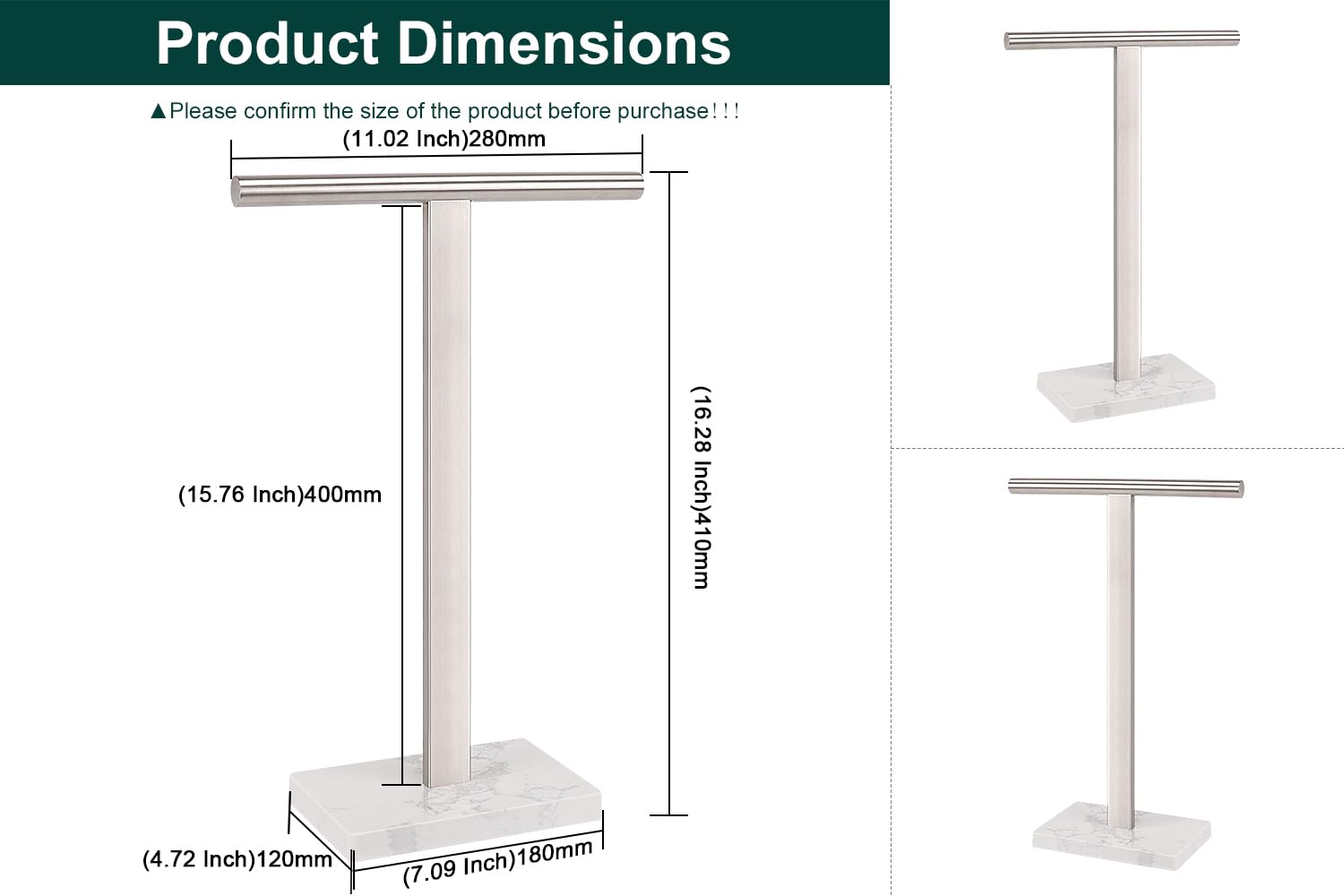 Bathace Hand Towel Holder, T-Shape Hand Towel Stand For Bathroom, Stand Hand Towel Rack Free-Standing Towel Bar For Bathroom Kit