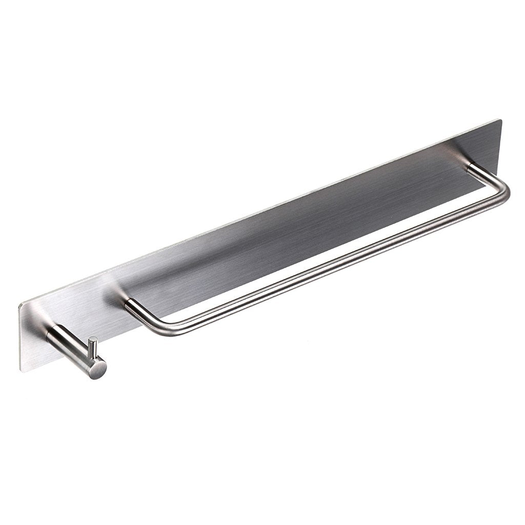Sumnacon Towel Bar Rack With Hook, 13.38 Inch 3M Self Adhesive Stainless Steel Towel Holder Organizer For Bathroom Kitchen Bedro