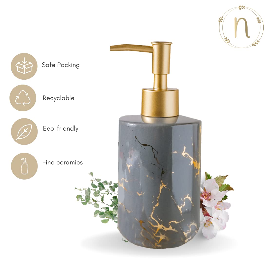 Nestasia Long-Lasting Liquid Marble Finish Shampoo Dispenser Bottle For Bathroom|Liquid Dispenser For Kitchen|Soap Dispenser For