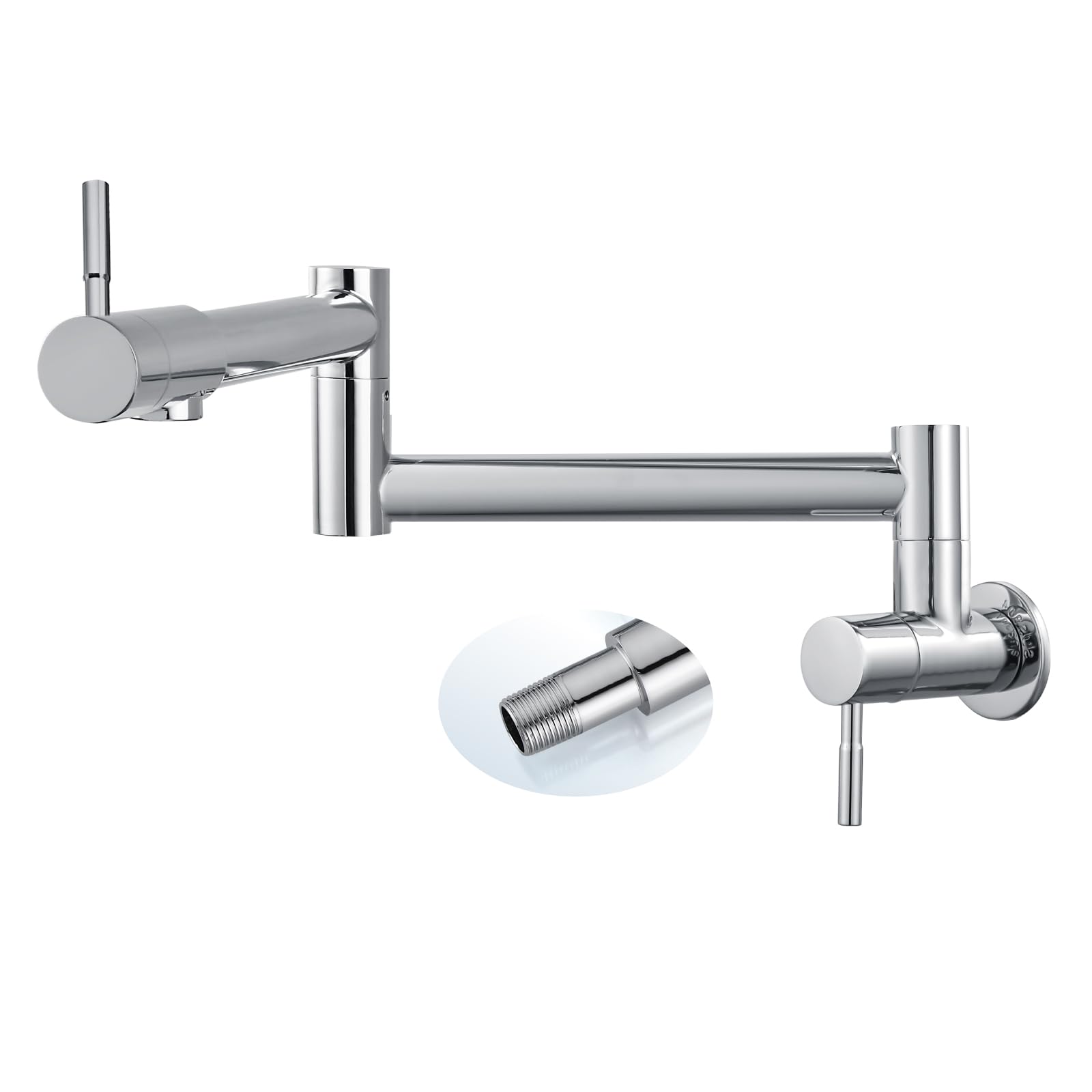 Cinwiny Pot Filler Faucet Wall Mount Polished Chrome Kitchen Restaurant Sink Stretchable Commercial Faucet With Folding Double J