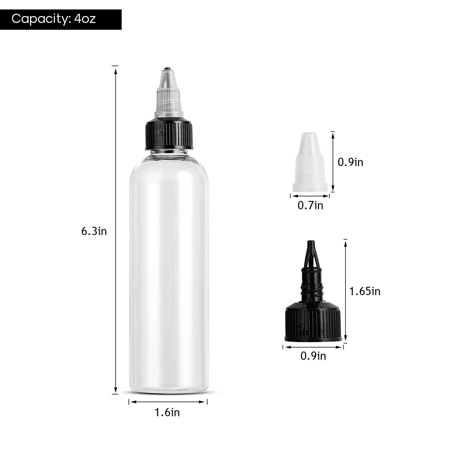 36 Pack Clear Dispensing Bottles, 4Oz Round Plastic Squeeze Bottle With Twist Top Caps,Food Grade Household For Oils, Liquids, I