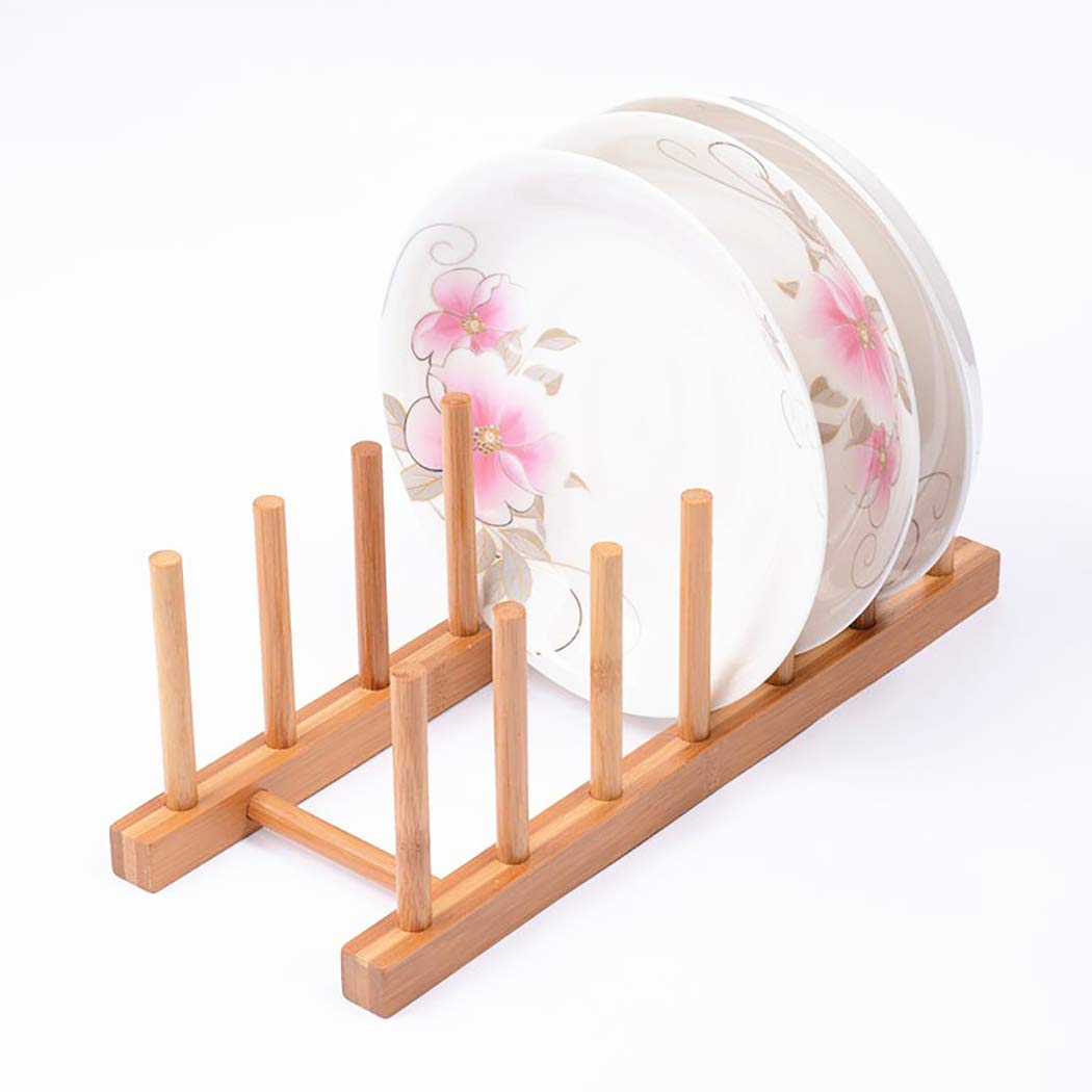 Elbme Dish Rack Bamboo Plate Rack Multipurpose Dish Drying Rack For Tea Cup