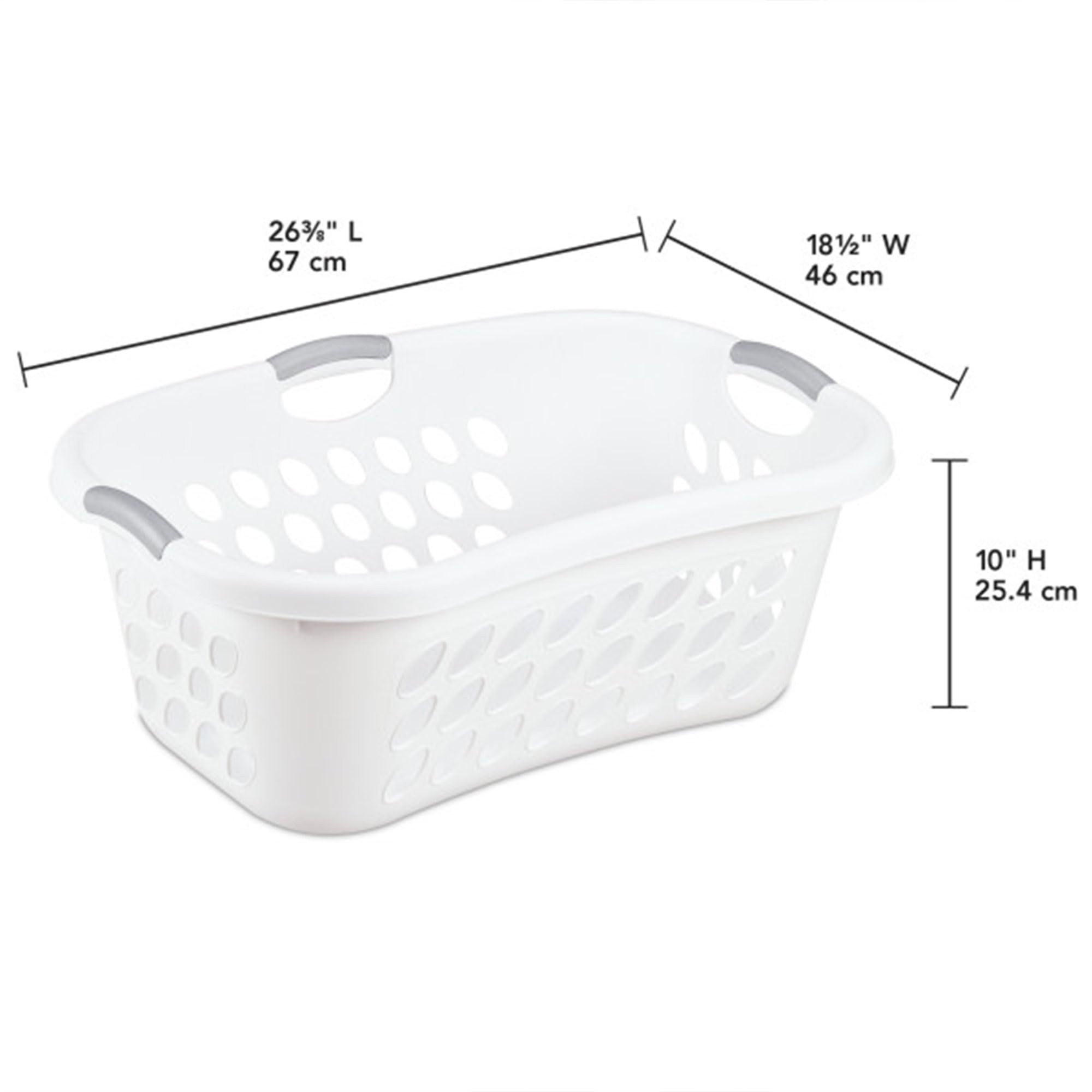Sterilite Ultra HipHold Laundry Basket, 6-Pack, 1.25 Bushel, White, Plastic, Model 12108006, Contoured with Comfort Grip Handles