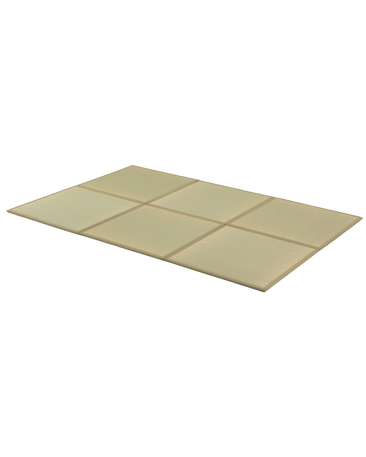 FULI Japanese Square Tatami Rug, Lightweight Igusa Mat (Japanese Rush Grass), Made in Japan (Natural, 6 Pieces)