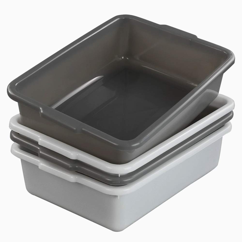 Teyyvn Plastic Bus/Utility Box, Commercial Wash Basin Tote Box, 4-Pack