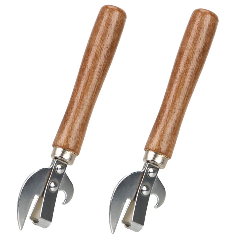 2Pcs Stainless Steel Traditional Old Fashion Stab Can & Tin Opener And Corkscrew