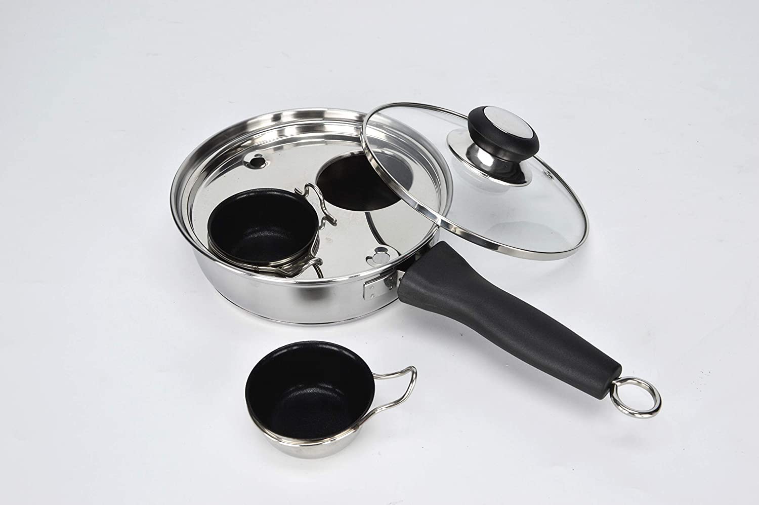 Cozykit 2 Cups Egg Poacher Pan - Stainless Steel Poached Egg Cooker - Perfect Poached Egg Maker - Induction Cooktop Egg Poachers