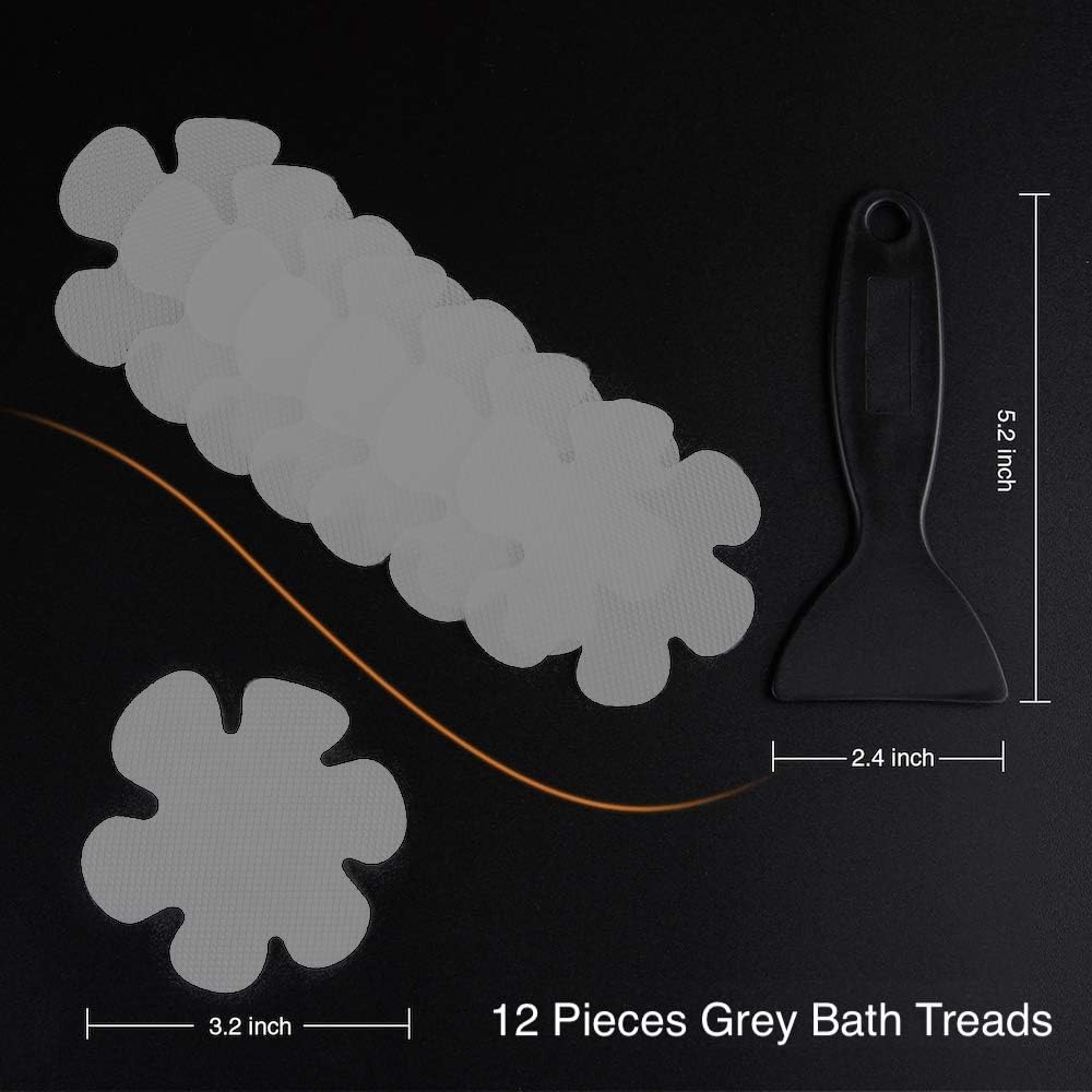 Secopad Bathtub Stickers Non-Slip, 24Pcs Safety Shower Treads Adhesive Appliques With Premium Scrape (Gray)