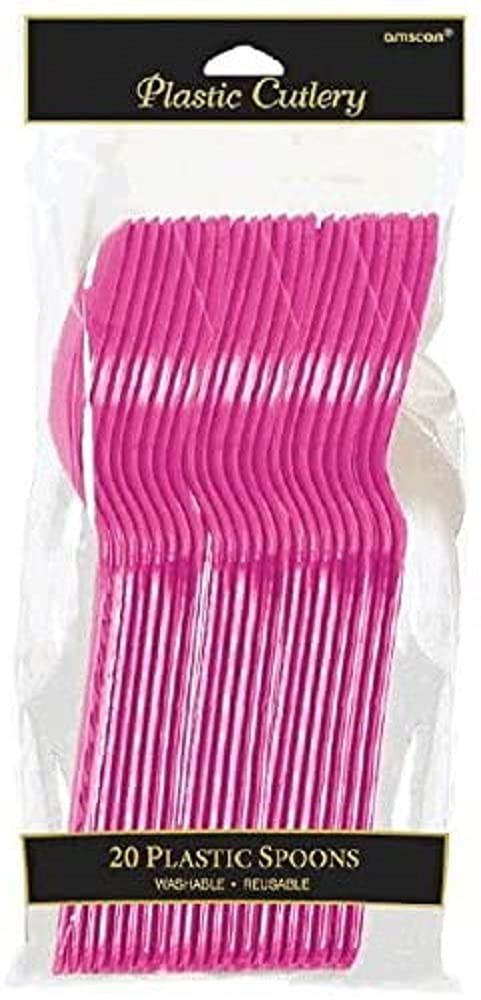 Amscan Party Supplies Plastic Spoons , Magenta, 9.3'' X 4.4'', 20Ct