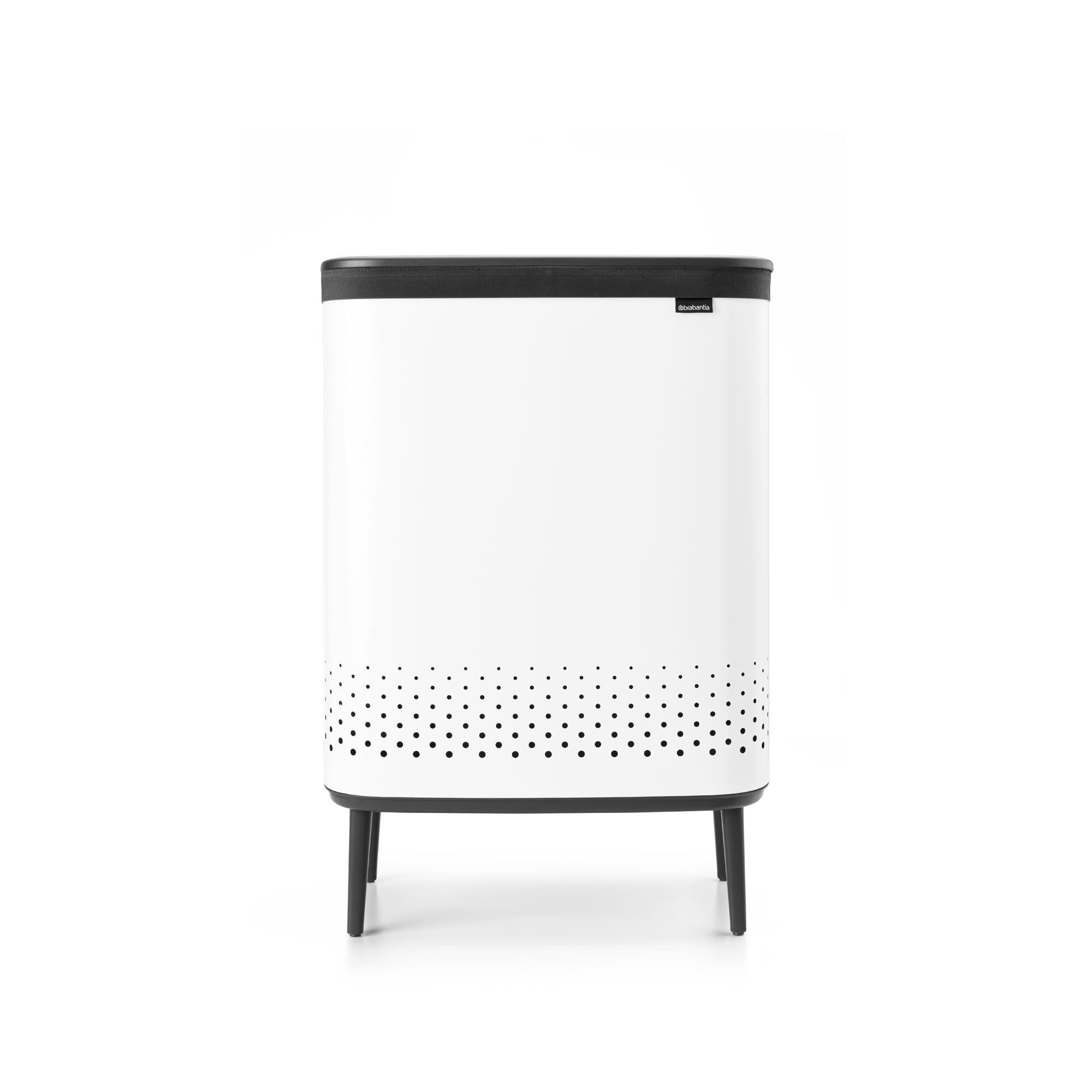 Brabantia Bo Laundry Hamper Hi (White) 2 Compartment Removable Laundry Bag 2 X 12 Gal, Ventilated Stylish Dirty Clothes Holder,