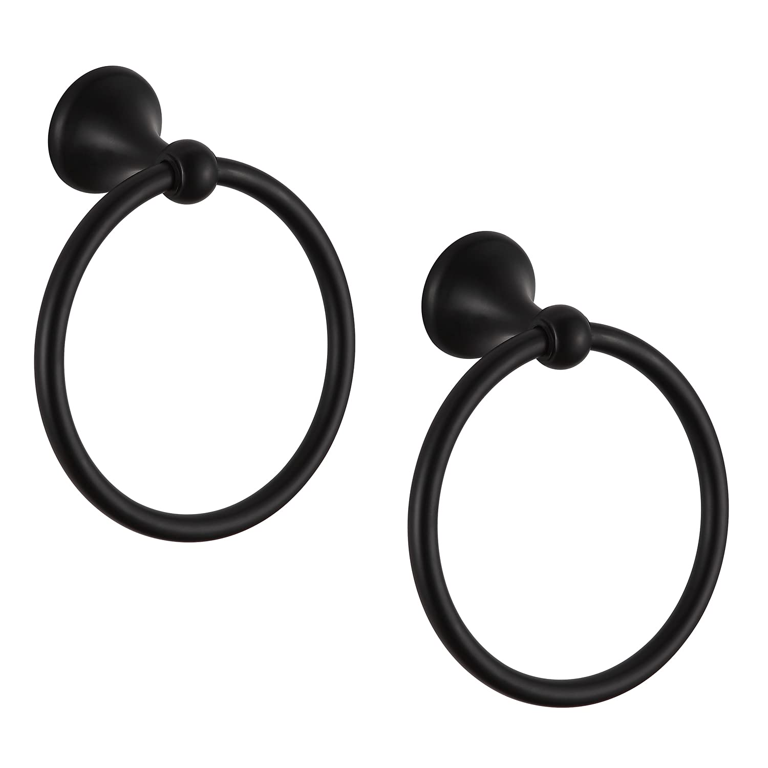 Bgl Towel Ring Matte Black Matal Wall Mount For Bathroom 2 Pack Classic Style