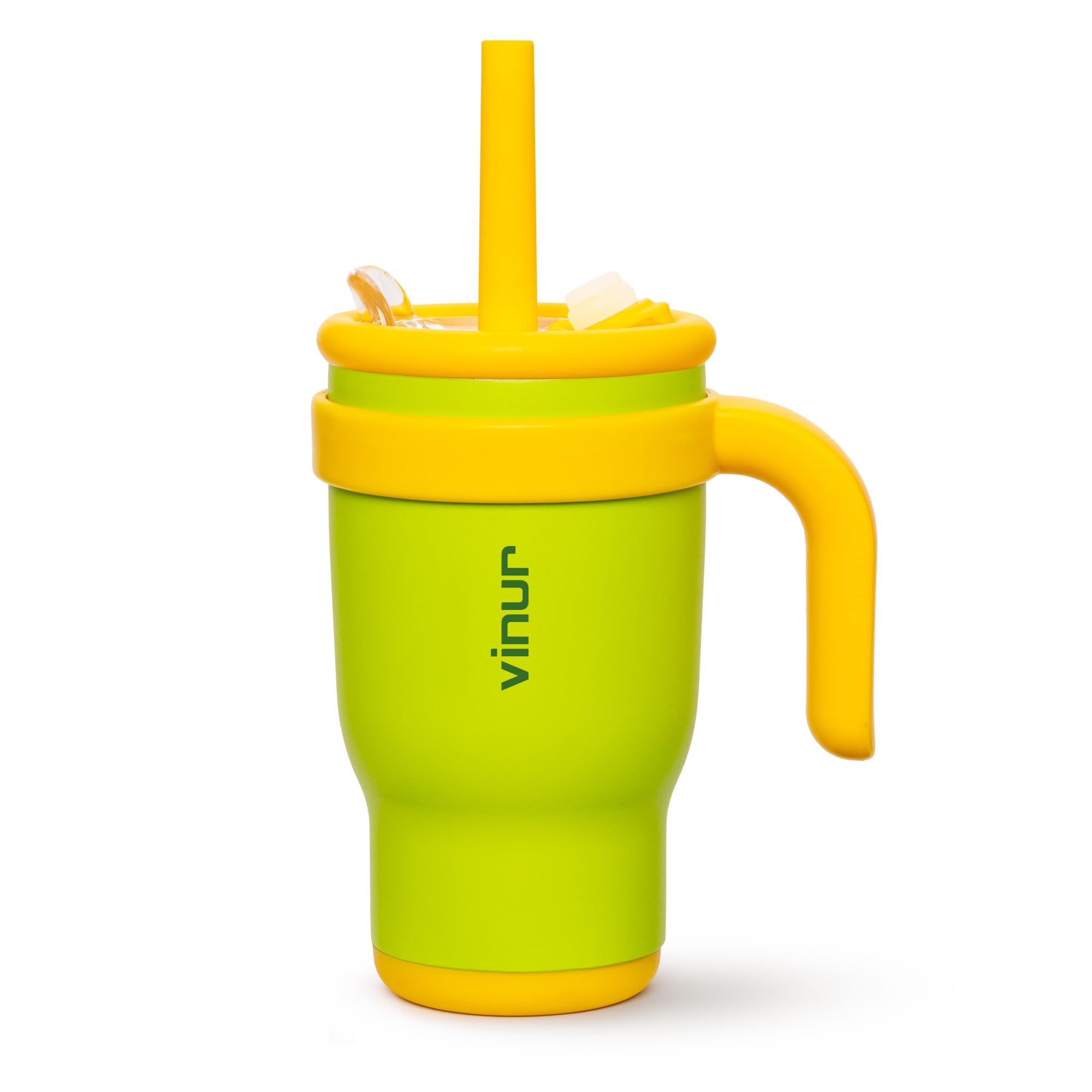 VINUR Kids Tumbler with Handle-14 oz Stainless Steel Double Wall Vacuum Insulated Tumbler with Lid and Straw, Travel Water Cup f