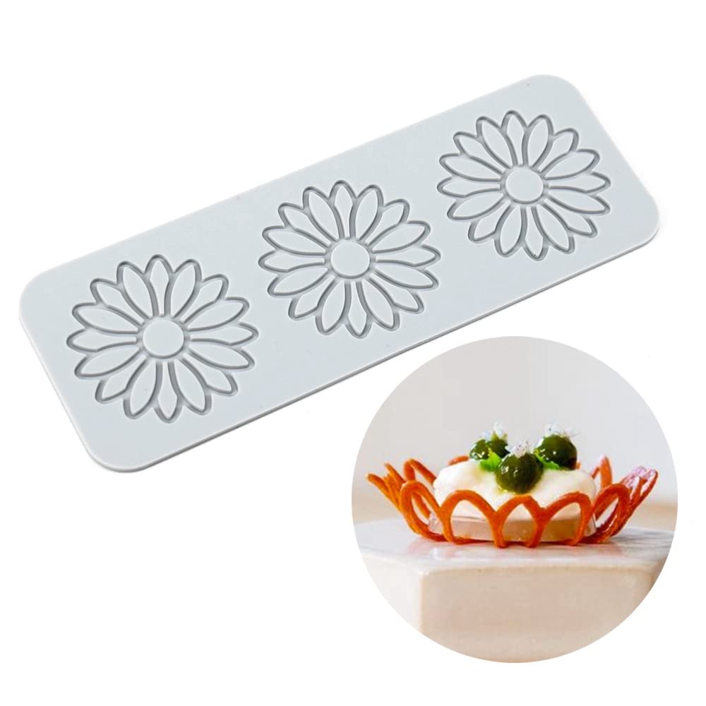 Tuke 3D Leaves Silicone Molds Flower Cake Fondant Mat Bee Leaf Pastry Moulds Rose Impression Chocolate Hollow Lace Mold (Sunflow