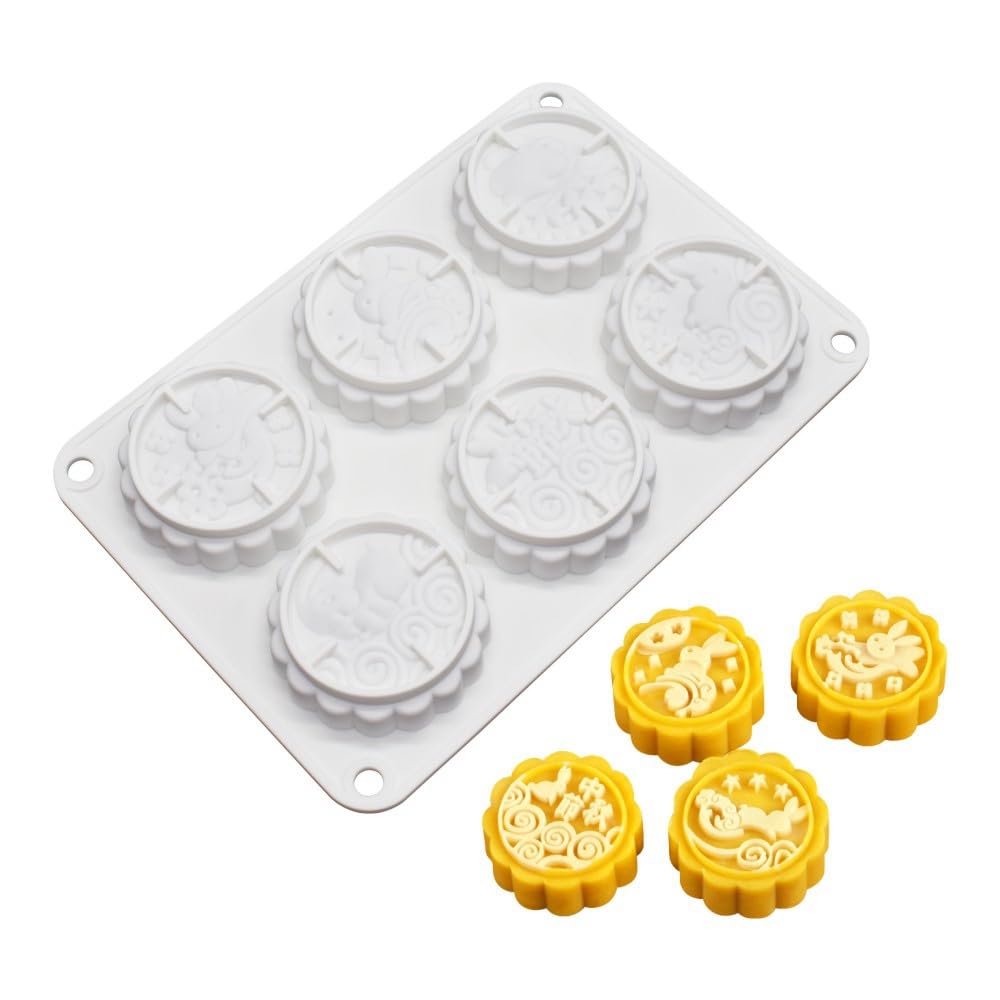Rabbit Pattern Silicone Cake Mold Handmake Diy Mould Silicone Moulds For Cake Mooncake Mold (Mooncake N_8.52 X5.8 X0.84 Inch)