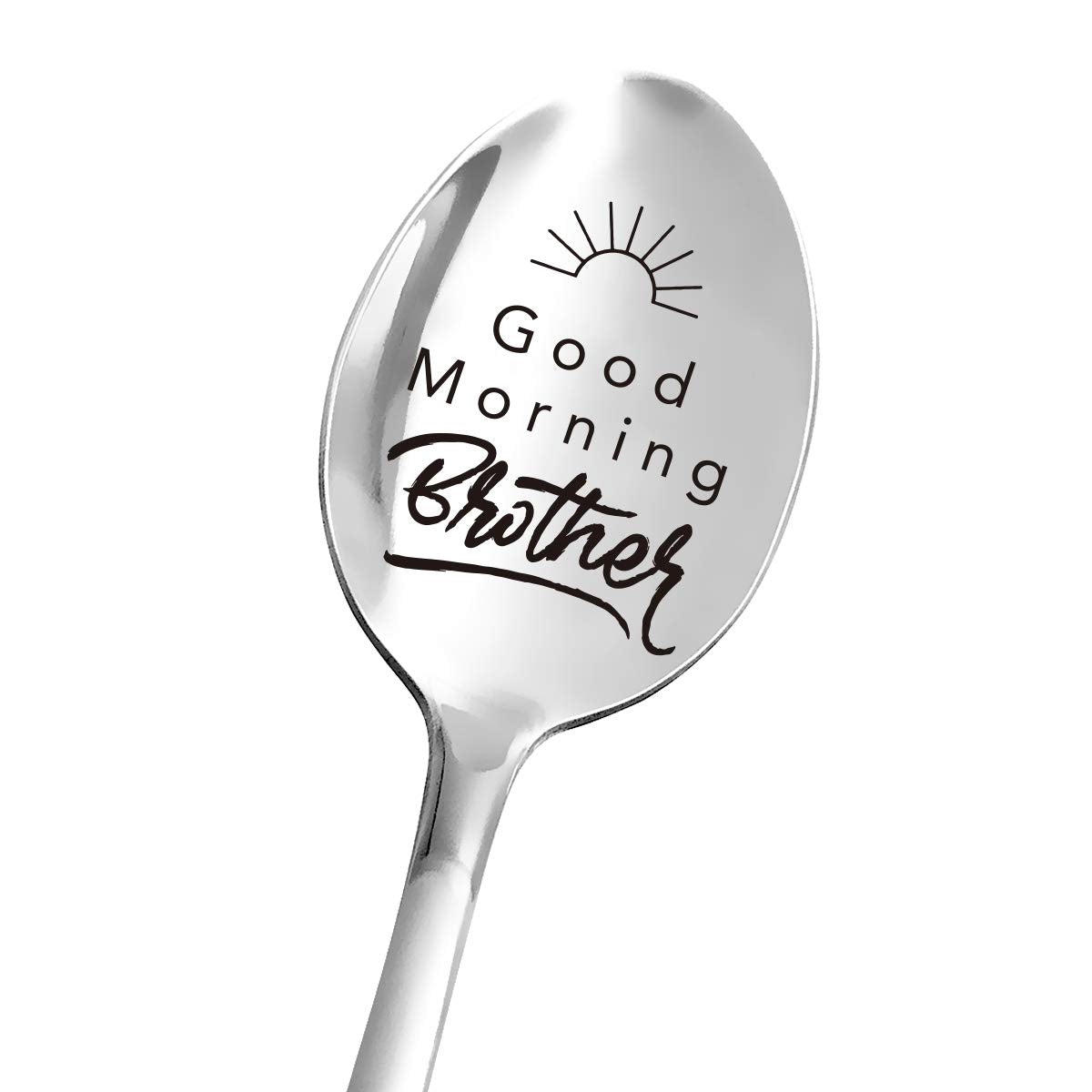 Aakihi Best Brother Gifts From Sister Funny - Good Morning Brother Spoon - Funny Brother Spoon Engraved Stainless Steel - Tea Co