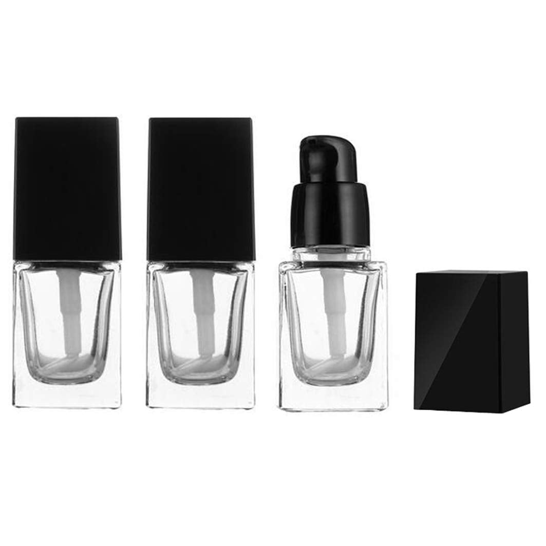 2Pcs 15Ml/0.5Oz Empty Glass Bottles With Press Pump Head Liquid Foundation Bottle Cosmetic Makeup Vials Containers For Bb/Cc Cre