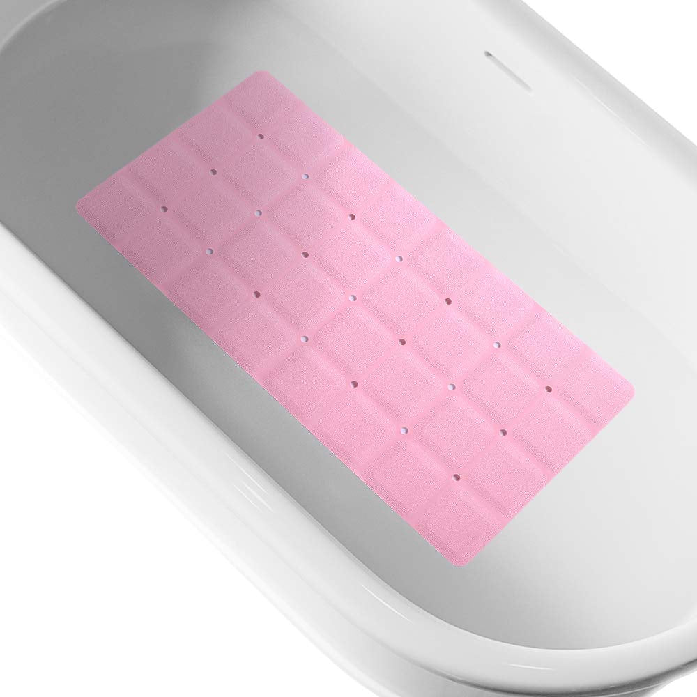 Webos Bathtub Mat Non Slip Soft Rubber Bathroom Bath No Suction Cups For Textured Tub Silicone Shower Bath Tub Mat(Pink, 28-Inch