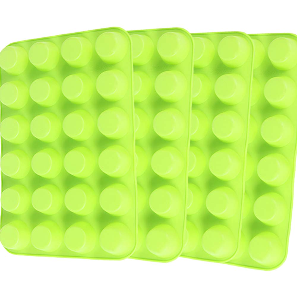 Qtopun Silicone Mini Muffin Pan, 4 Pack 24 Cups Silicone Mold Cups Baking Pan, Silicone Muffin Tins Baking Moulds-Green
