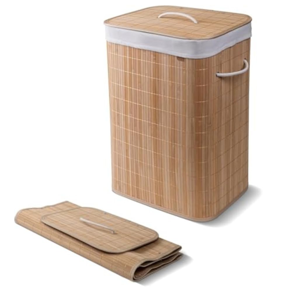 Clevermade Natural Bamboo Hamper Luxe, Single Hamper - 19 Gal (72L) Bamboo Laundry Hamper With Lid And Removable Machine Washabl
