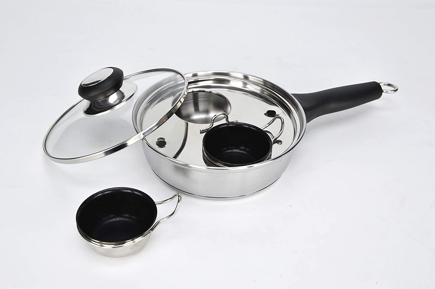 Cozykit 2 Cups Egg Poacher Pan - Stainless Steel Poached Egg Cooker - Perfect Poached Egg Maker - Induction Cooktop Egg Poachers
