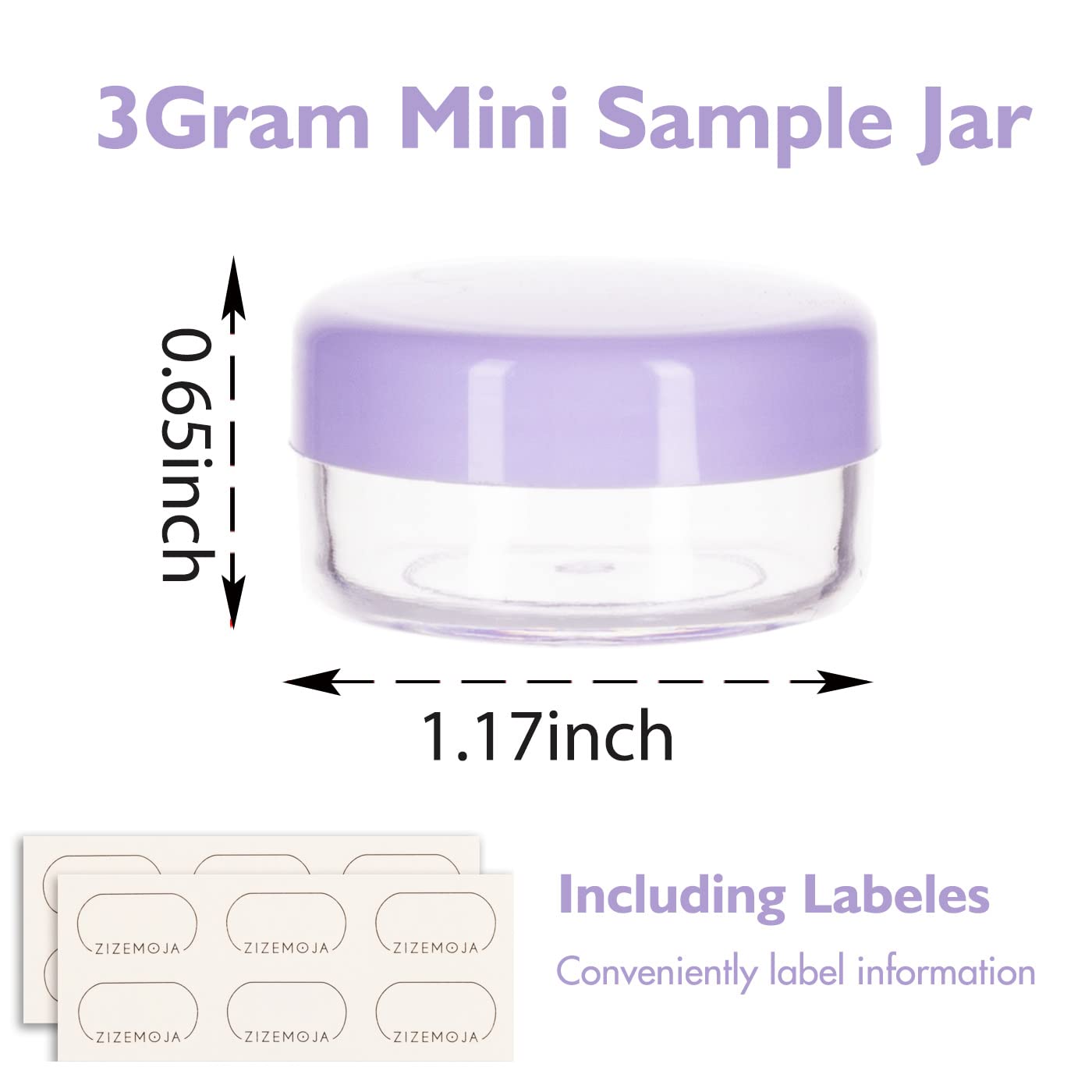 3 Gram Containers With Lids, Tiny Sample Containers, Cosmetic Sample Jars, Bpa Free Lip Balm Containers For Makeup, Lotion, Eye