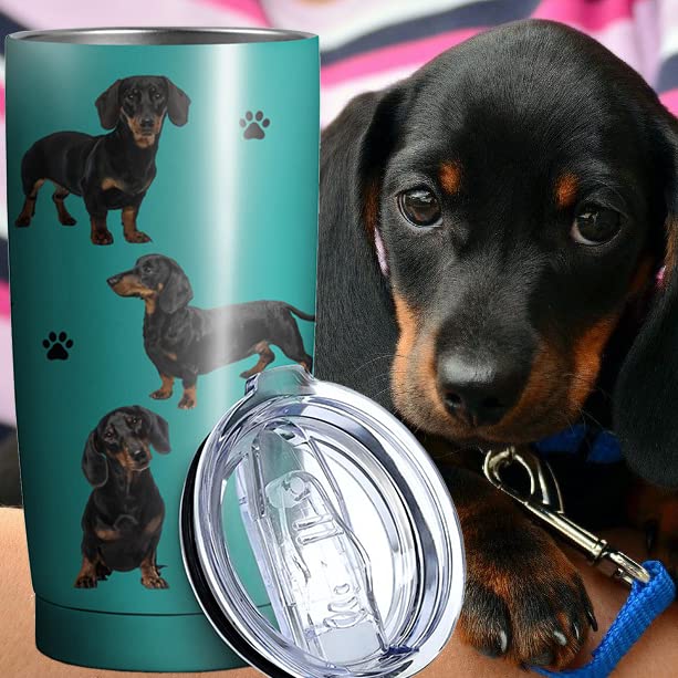 Subvise Dachshund Dog Tumbler Stainless Steel Insulated Travel Coffee Cups With Lid And Straw,Ideal Memorial Gift For Dog Dad/Mo