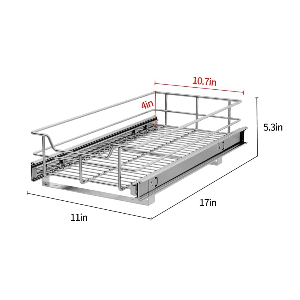 Pull Out Cabinet Organizer 11'' W X 17'' D, Slide Out Drawers For Kitchen Cabinets, Pull Out Drawers For Cabinets Capacity Heavy
