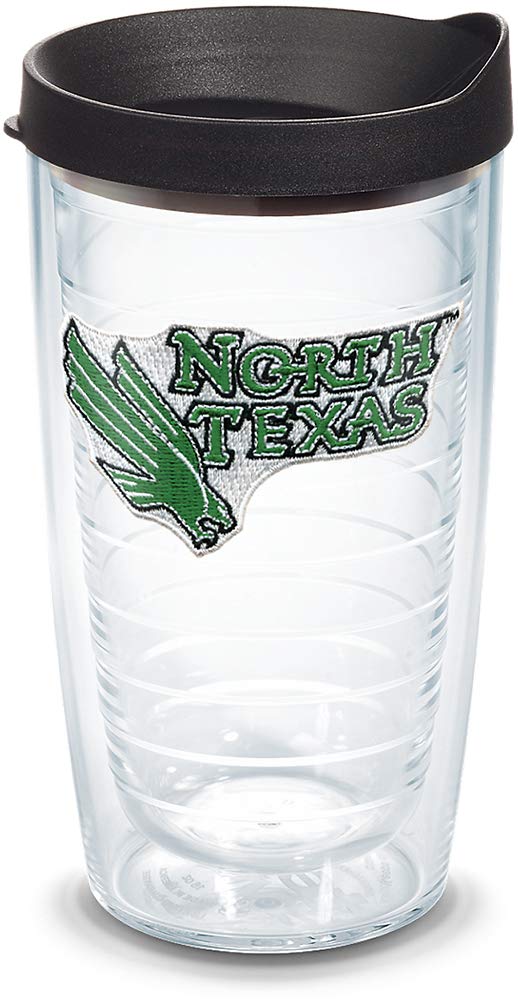 Tervis North Texas Mean Green Logo Tumbler With Emblem And Black Lid 16Oz, Clear