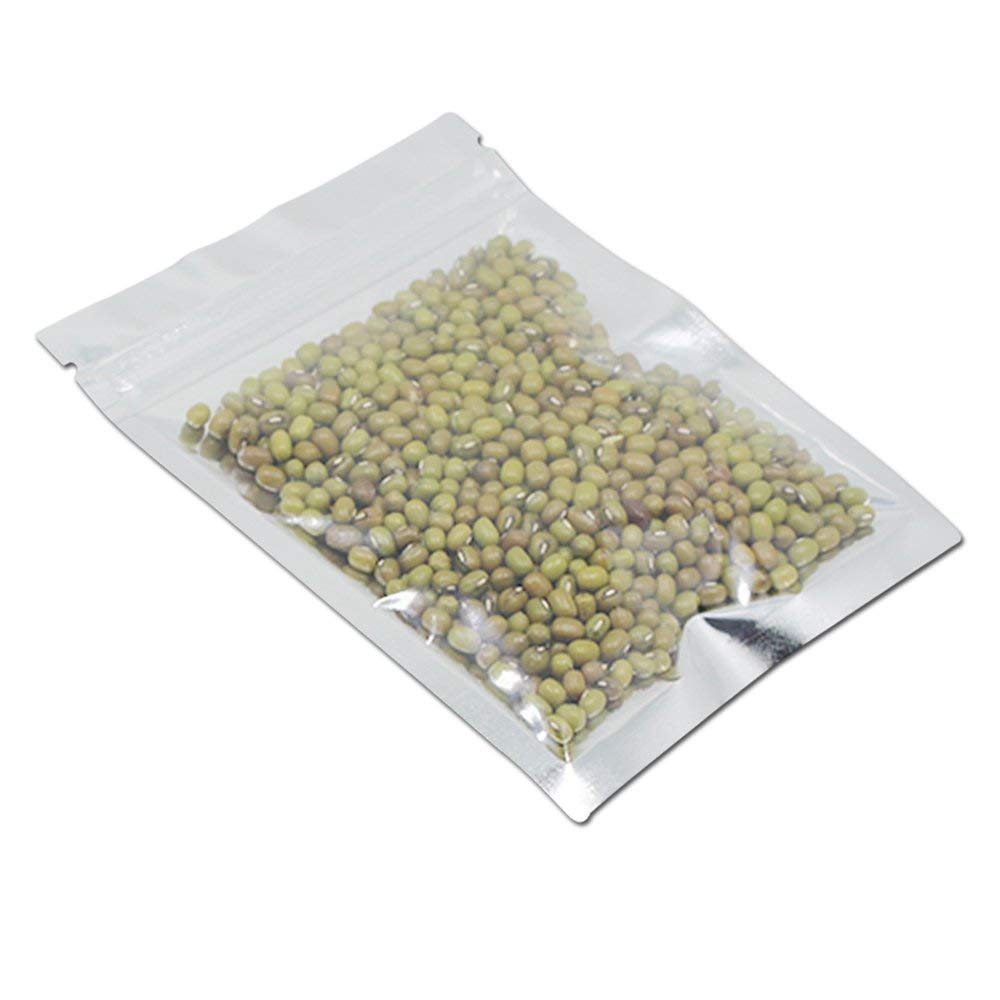 Pabck 100 Pack 4X5 Inch(Inside Size 3.5X3.9 Inch) Glossy Black Front Window Resealable Foil Zipper Lock Pouch For Zip Reclosable