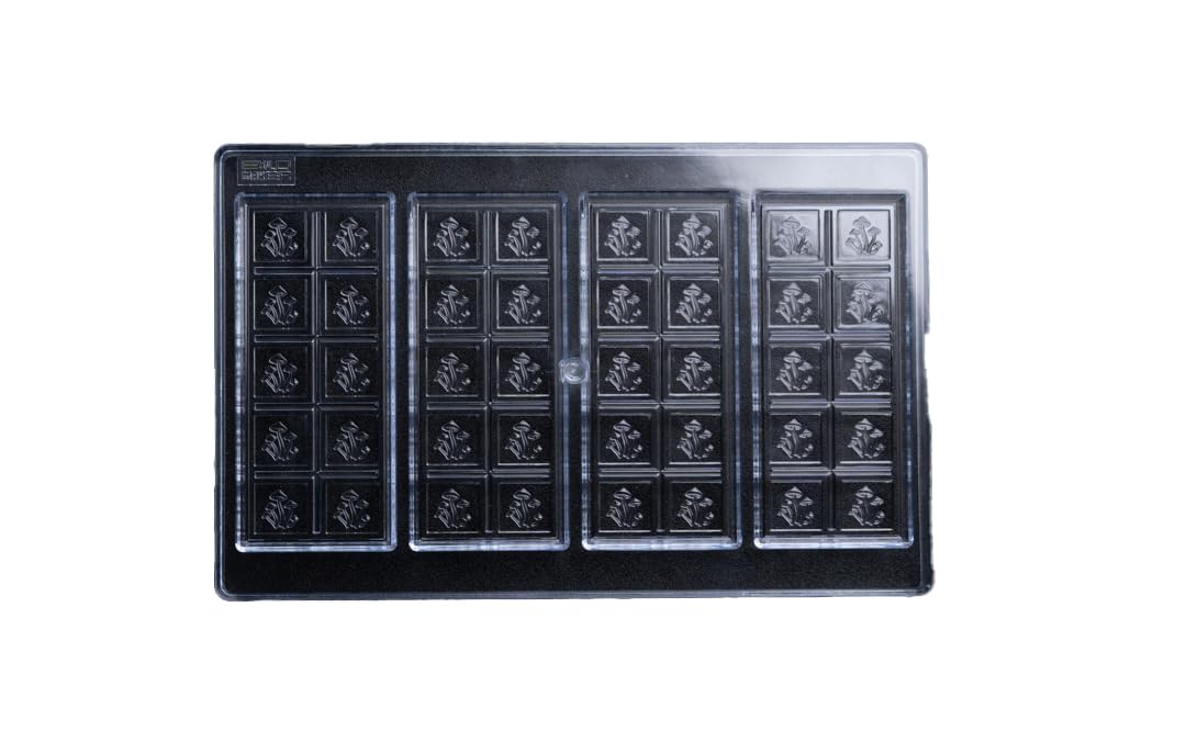 Polycarbonate Chocolate Bar Mold - Mushroom Symbol - 50Ml 10 Piece For Candy, Chocolate Bars, Baking Pmul1