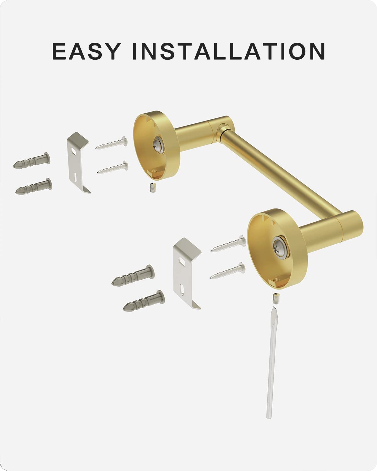 Fixsen Gold Toilet Paper Holder Bathroom Double Post Pivoting Tissue Roll Holder Stainless Steel And Zinc Alloy Wall Mount Detac