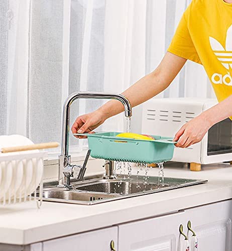 Inditradition Over The Sink Expandable Colander For Fruits, Vegetables, Dish, Utensils | 24-34 Cm, Assorted Colour (Plastic)