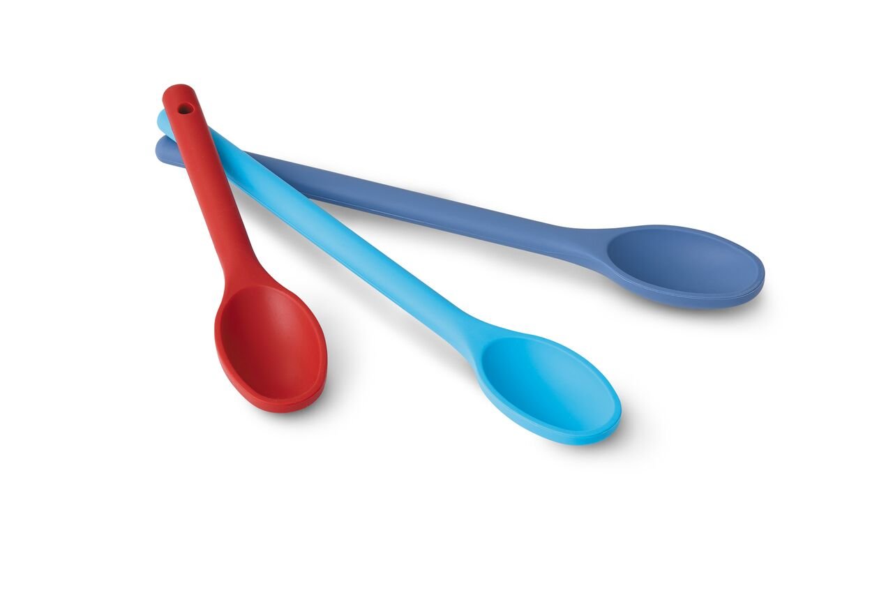 Artisan 3-Piece Nonstick Silicone Heat-Resistant Kitchen Spoon Set,Red/Blue