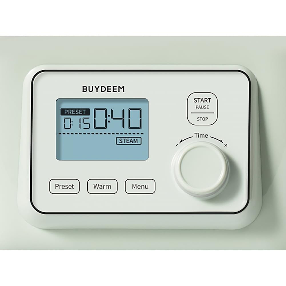 Buydeem G563-A501 Electric Food Steamer For Cooking, 2 Tire Stainless Steel Steamer With Slow Cook Mode, 1500W, 10-Quart, Green