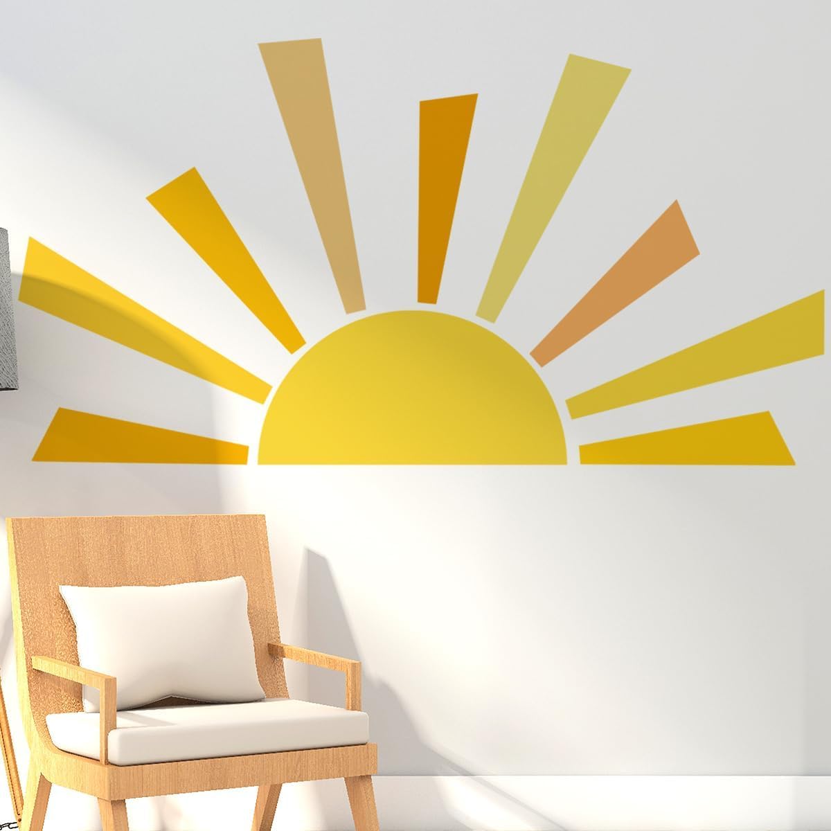 67.7X38.9 Inch Boho Half Sun Wall Decal Large Wall Decal Sunshine Wall Stickers Vinyl Wall Decals Removable Peel And Stick Wall